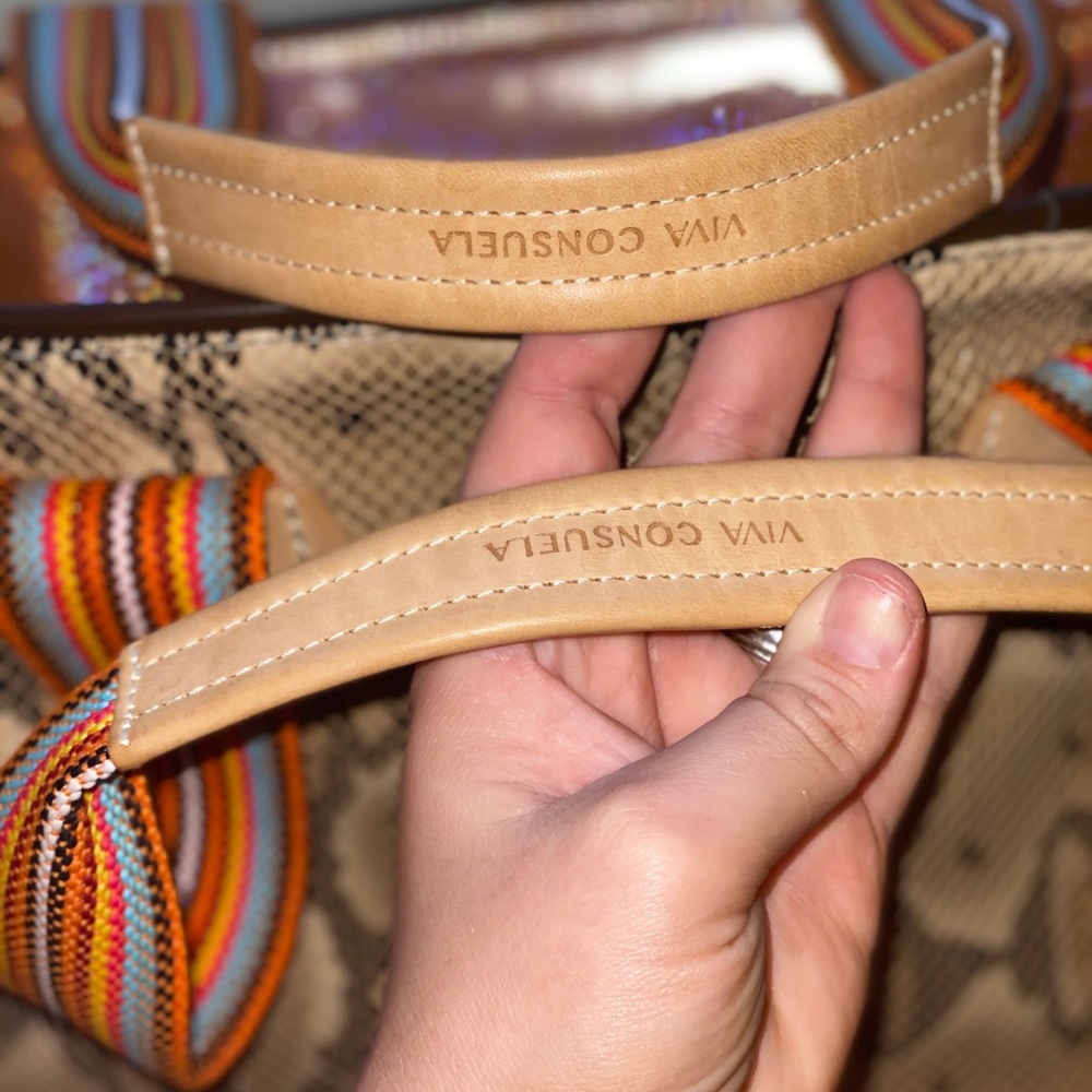 Consuela Snake Print Tote with Multicolor Striped Straps - Picture 6 of 6